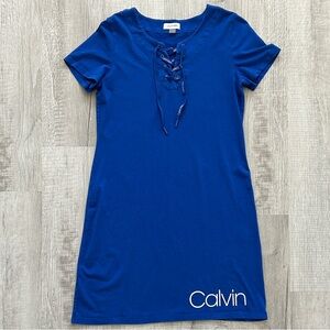 Calvin Klein Blue Lace-Up Tee Shirt Dress
